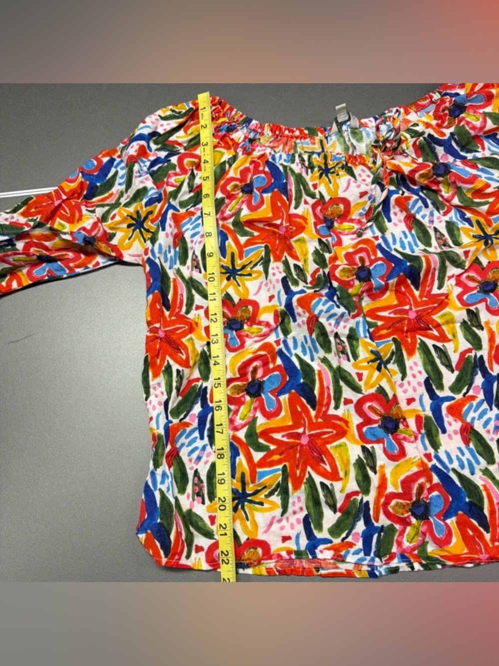 Linen Blend By Hester & Orchard Size L Cotton Linen Colorful Floral Blouse - Picture 7 of 7